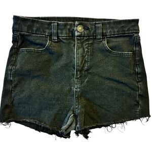 American Eagle The Dream Jean Black Denim Shorts Raw Hem Size 4